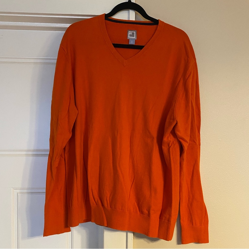JCPenney Orange V-Neck Sweater Knit Relaxed